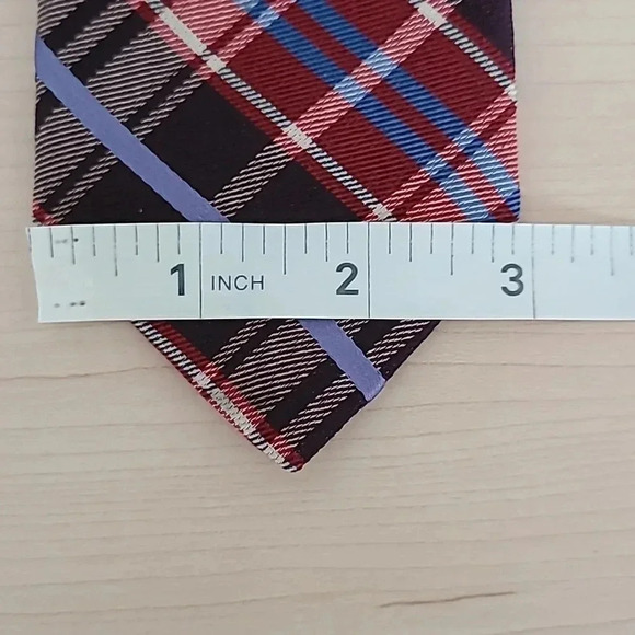 🇬🇧TED BAKER LONDON  Plaid Tie, burgundy and blue - Picture 6 of 7